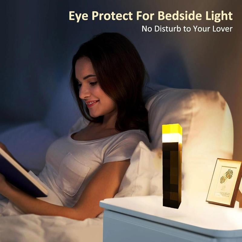 MC Pixel Torch Lamp – 7-Color LED, USB Rechargeable, Handheld & Wall Mount – Fun Night Light for Bedroom, Gaming & Desk – Unique Gifts for Kids, Boys, Halloween, Birthday & Christmas