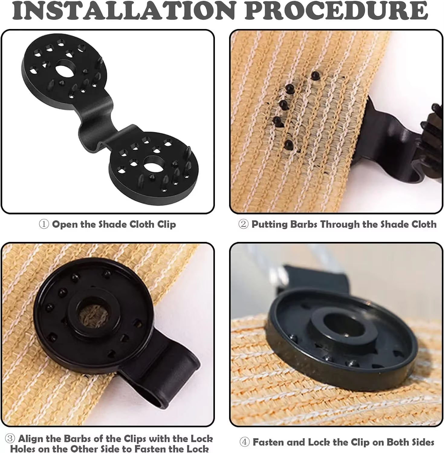 Shade Cloth Clips Shade Fabric Clamps Accessories Grommets for Net Mesh Cover Sunblock Fabric in Garden Backyard Greenhouse