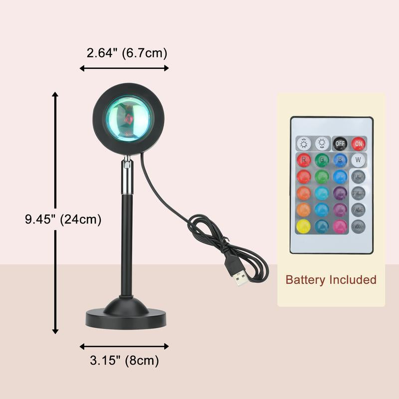 Fall Sunset Lamp Projector Light 180° Adjustable Sunset Mood Lamp, 4 Modes, Remote Control RGB Ambient Night Light for Bedroom, Gaming Room, Live Streaming Photography & Parties Home Wall Decor Party Live Streaming