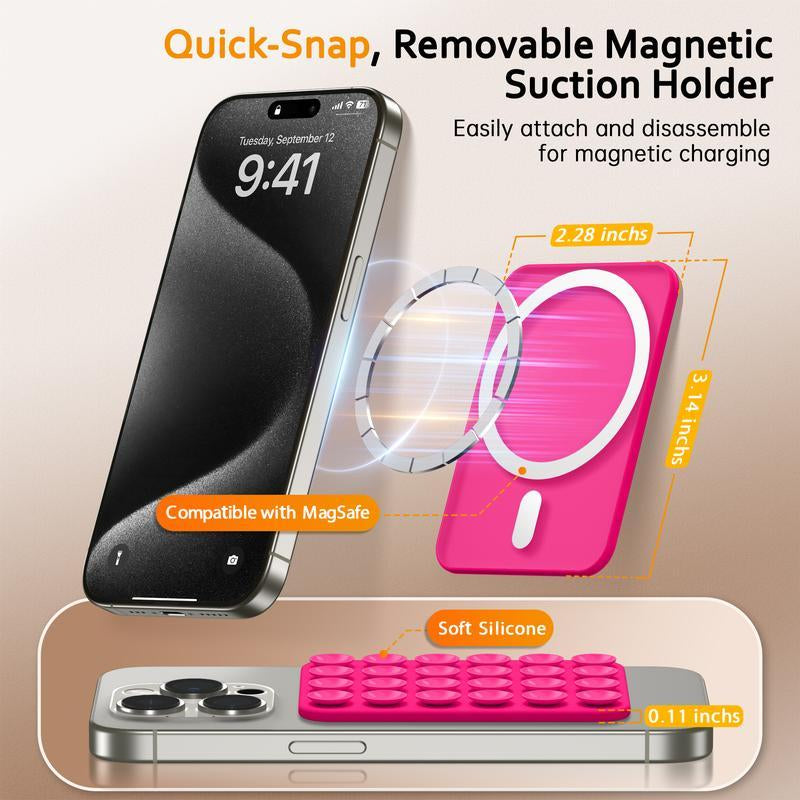 Silicone Magnetic Suction Cup Phone Mount, Phone Accessories Hands-Free Strong Grip Holder for Selfies and Videos, Silicon Phone Stand for Iphone and Android