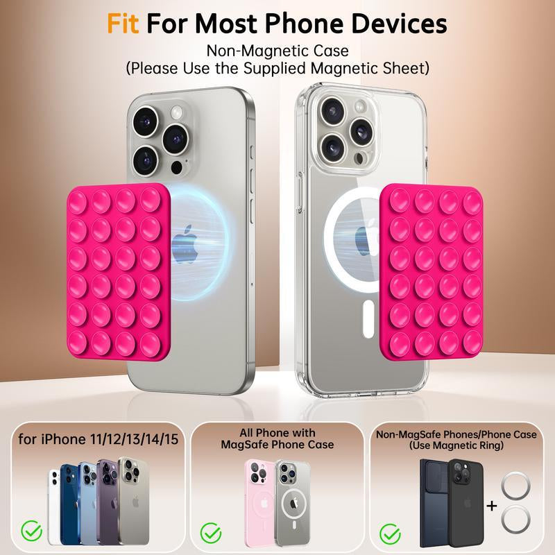 Silicone Magnetic Suction Cup Phone Mount, Phone Accessories Hands-Free Strong Grip Holder for Selfies and Videos, Silicon Phone Stand for Iphone and Android