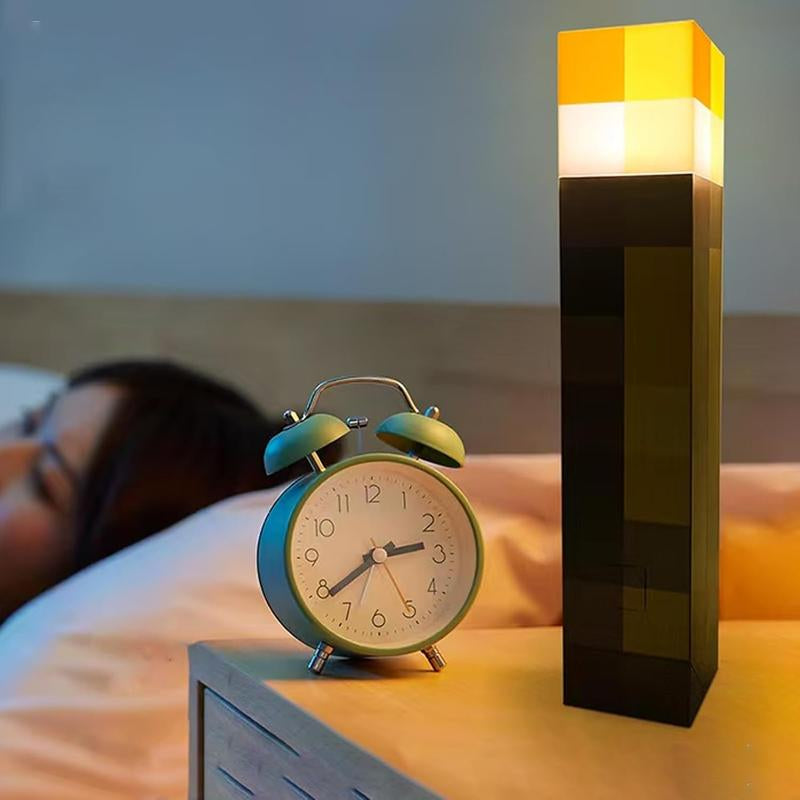 MC Pixel Torch Lamp – 7-Color LED, USB Rechargeable, Handheld & Wall Mount – Fun Night Light for Bedroom, Gaming & Desk – Unique Gifts for Kids, Boys, Halloween, Birthday & Christmas