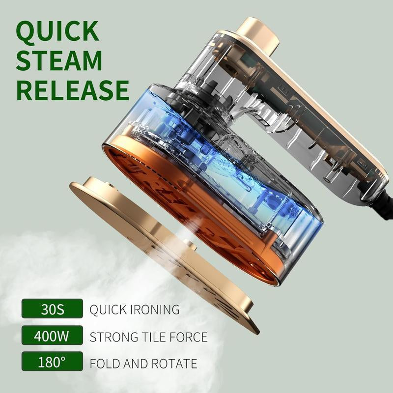 【Free.Ship】2025 Upgraded Mini Travel Lron for Clothes -Portable Handheld Steamlron with Wet & Dry Lroning for Home, Business & Travel (Beige/Green)