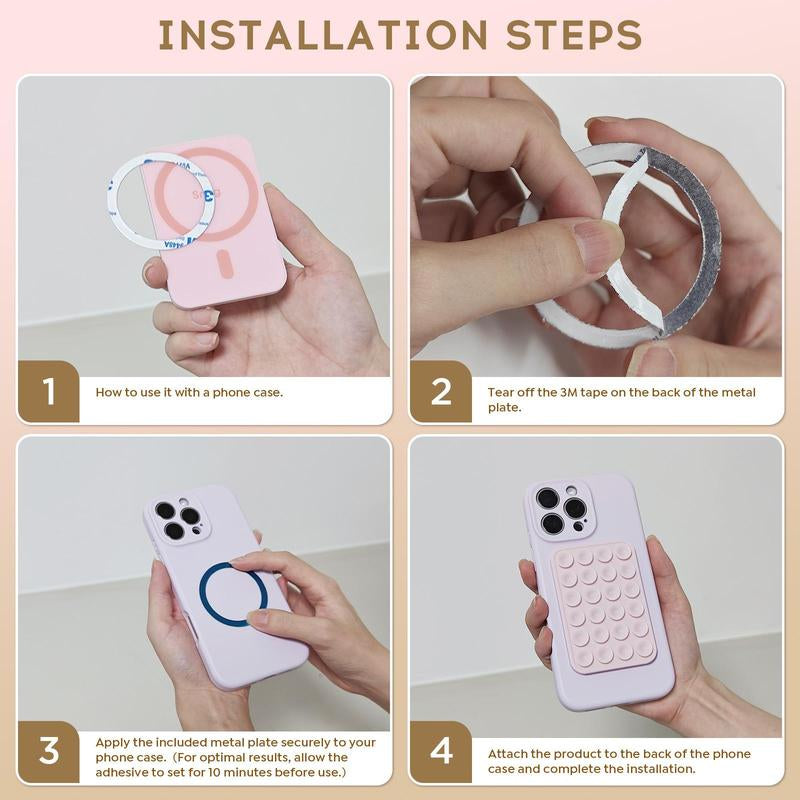 Silicone Magnetic Suction Cup Phone Mount, Phone Accessories Hands-Free Strong Grip Holder for Selfies and Videos, Silicon Phone Stand for Iphone and Android
