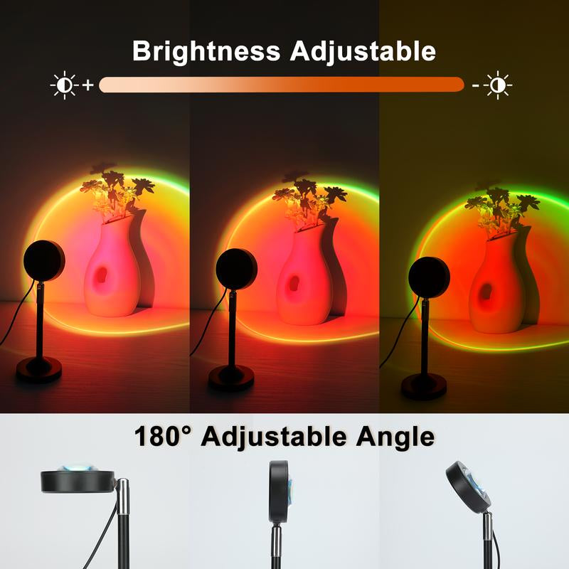 Fall Sunset Lamp Projector Light 180° Adjustable Sunset Mood Lamp, 4 Modes, Remote Control RGB Ambient Night Light for Bedroom, Gaming Room, Live Streaming Photography & Parties Home Wall Decor Party Live Streaming