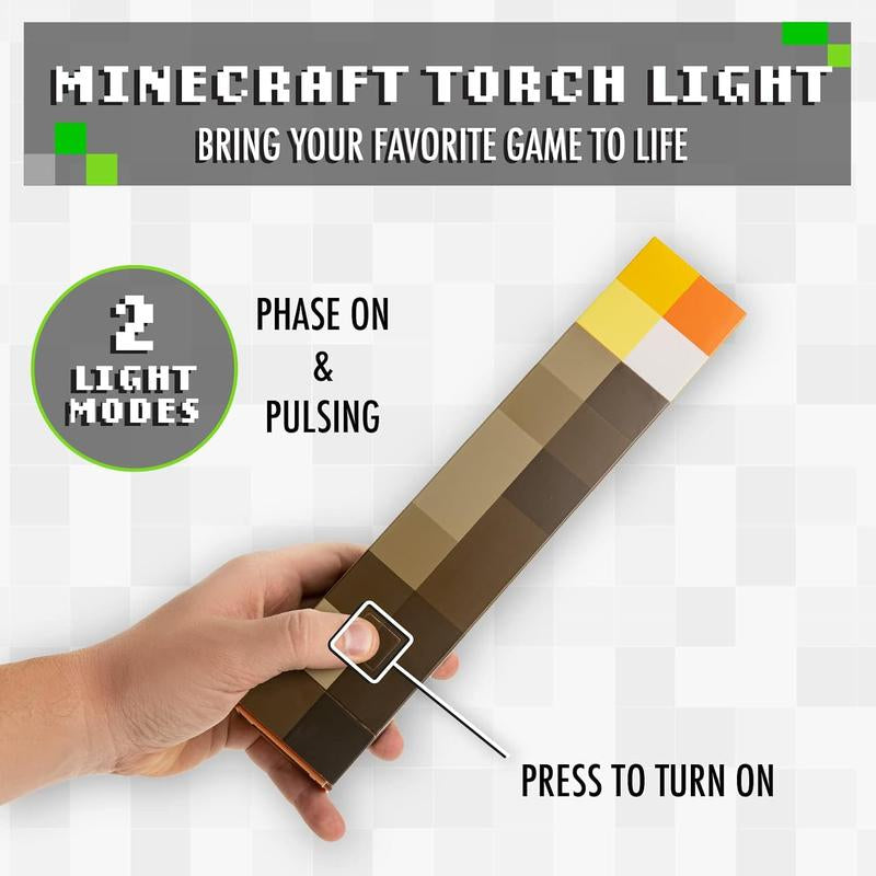 MC Pixel Torch Lamp – 7-Color LED, USB Rechargeable, Handheld & Wall Mount – Fun Night Light for Bedroom, Gaming & Desk – Unique Gifts for Kids, Boys, Halloween, Birthday & Christmas