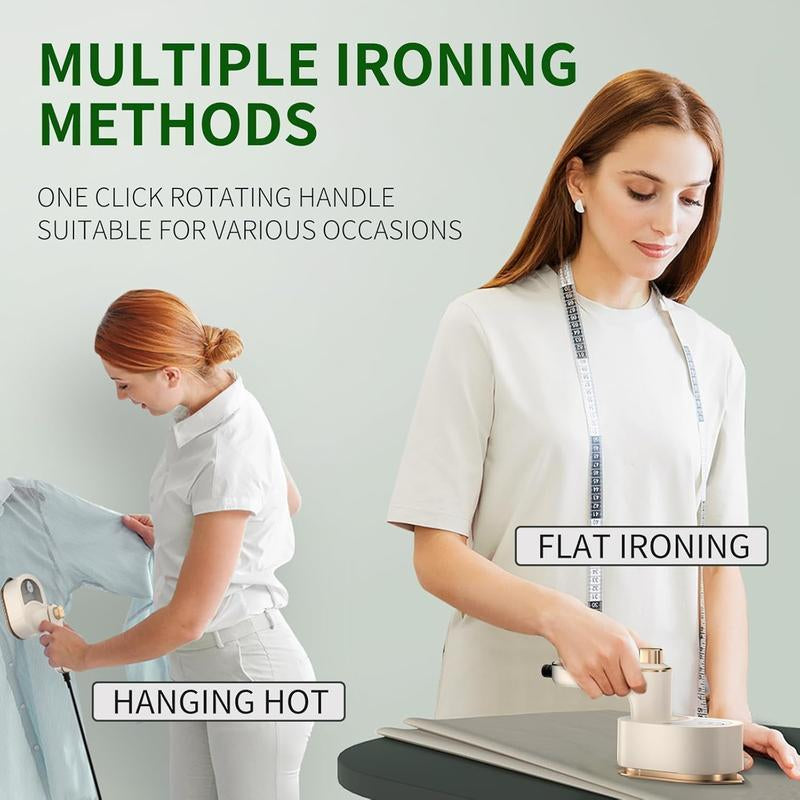 【Free.Ship】2025 Upgraded Mini Travel Lron for Clothes -Portable Handheld Steamlron with Wet & Dry Lroning for Home, Business & Travel (Beige/Green)