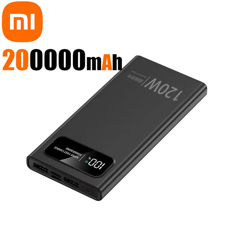 Xiaomi 200000mAh 120W Power Bank  Fast Charging Portable Mobile Power Ultralarge Capacity Digital Display External Battery 