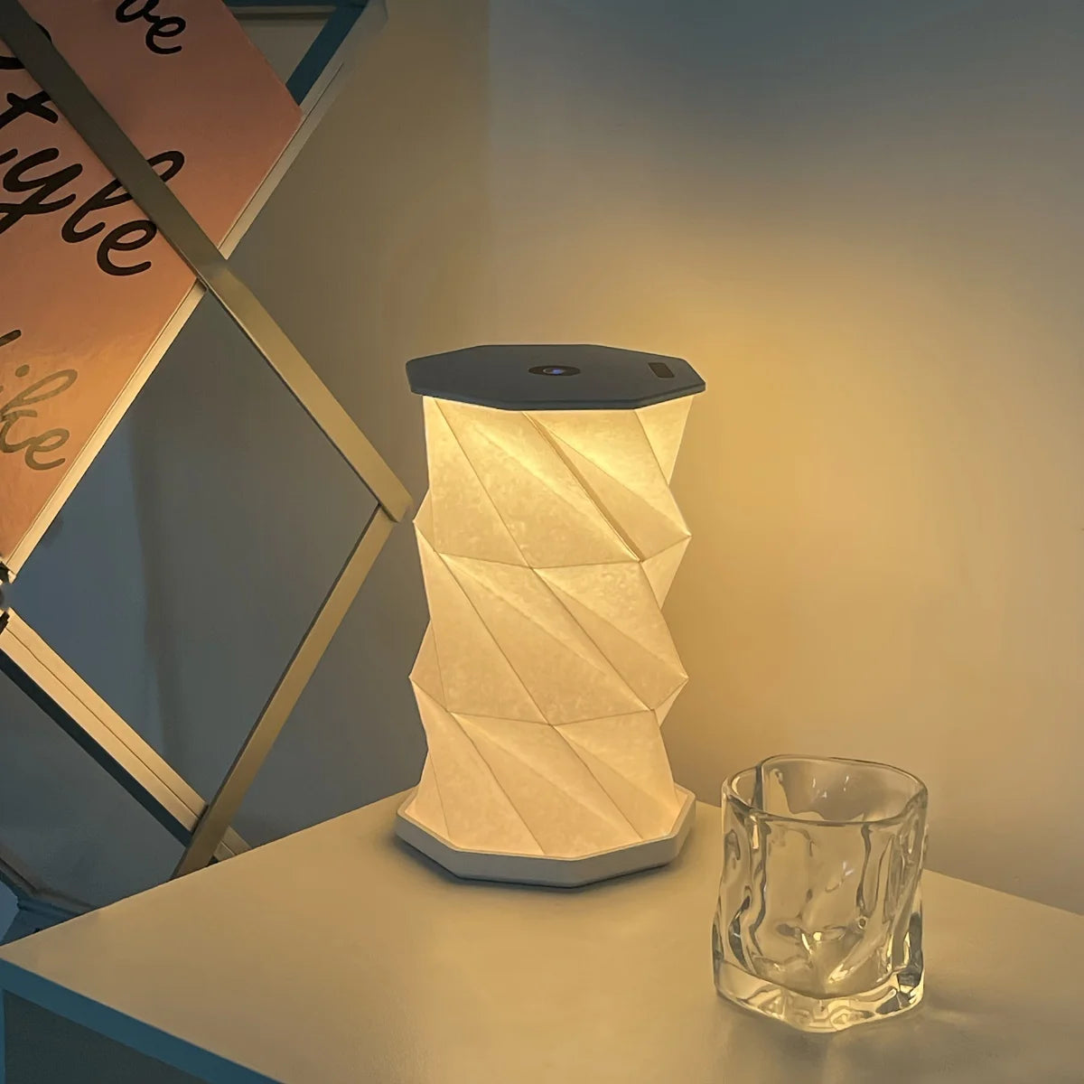 Outdoor Portable Folding Table Lamp Dimmable Paper Lantern for Camping Traveling Tent Night Light Emergency Home Bedroom Decor