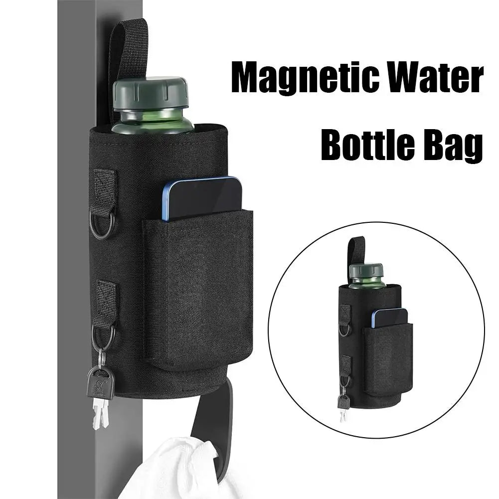 Magnetic Water Bottle Holder Built-in Magnet for Easy Attachment to Exercise Equipment Multi-Purpose with Sling Waterproof