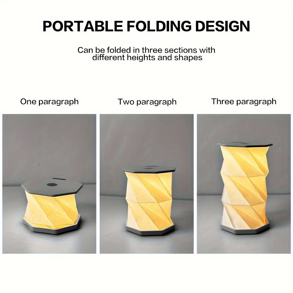 Outdoor Portable Folding Table Lamp Dimmable Paper Lantern for Camping Traveling Tent Night Light Emergency Home Bedroom Decor