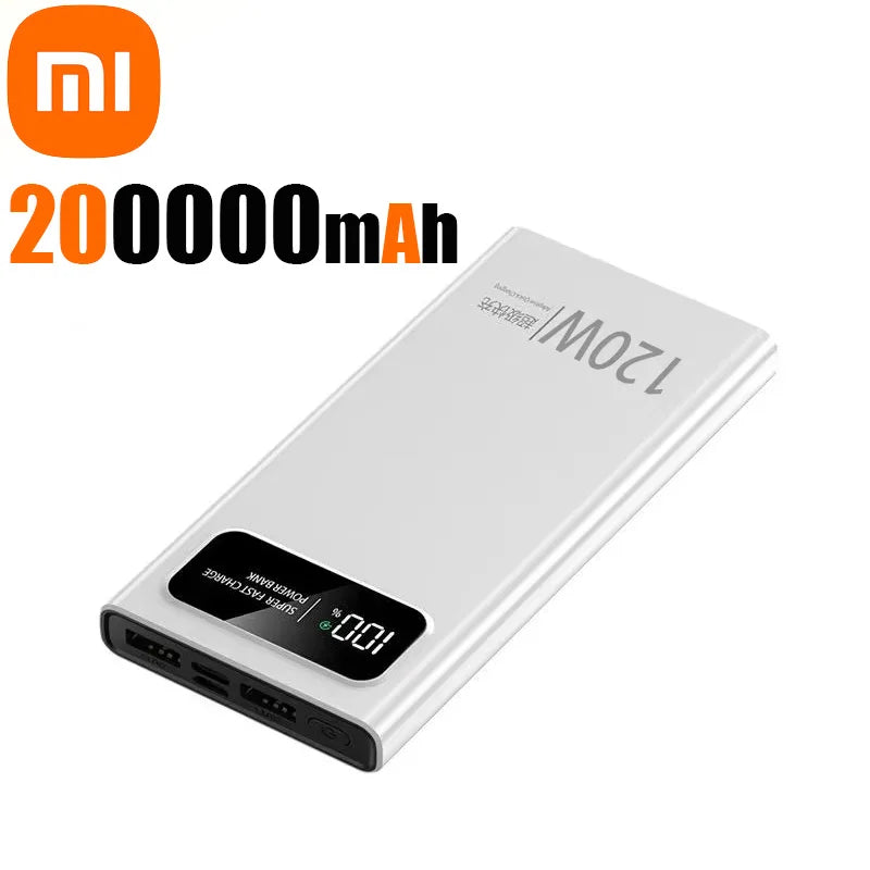 Xiaomi 200000mAh 120W Power Bank  Fast Charging Portable Mobile Power Ultralarge Capacity Digital Display External Battery 