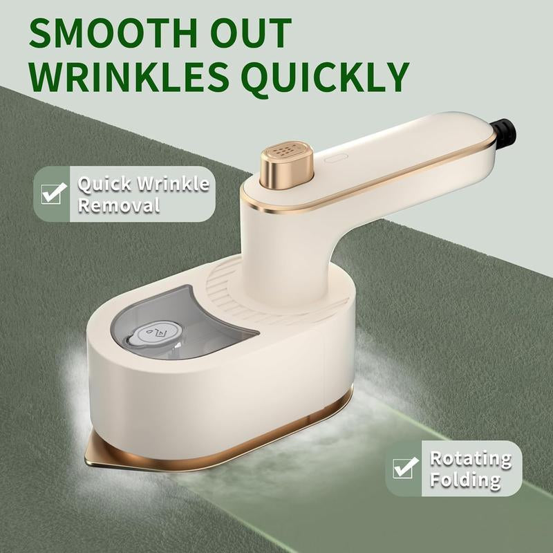【Free.Ship】2025 Upgraded Mini Travel Lron for Clothes -Portable Handheld Steamlron with Wet & Dry Lroning for Home, Business & Travel (Beige/Green)
