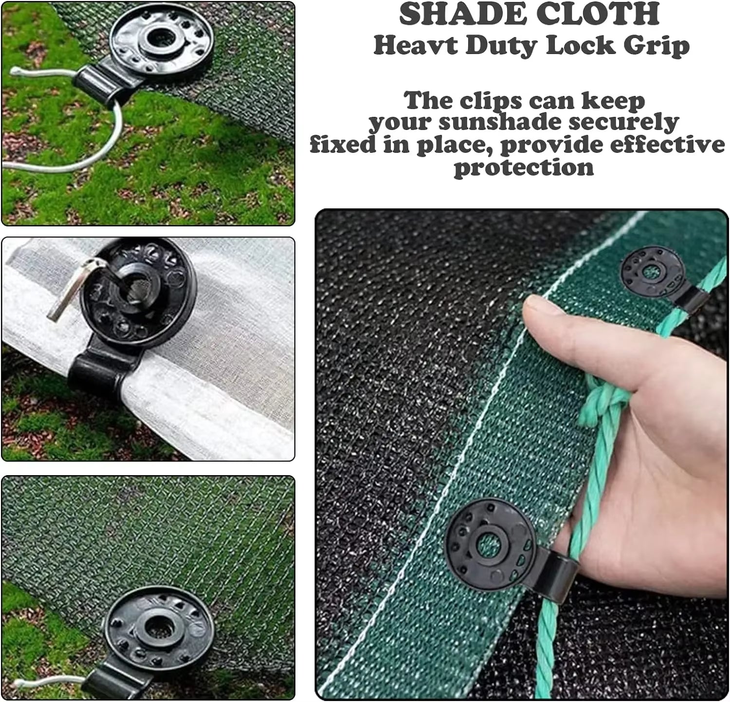 Shade Cloth Clips Shade Fabric Clamps Accessories Grommets for Net Mesh Cover Sunblock Fabric in Garden Backyard Greenhouse