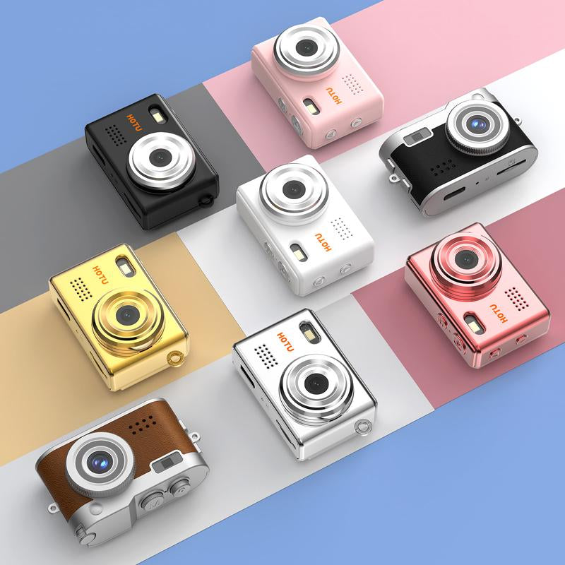 HOTU Mini Keychain Digital Camera with 32G Card Y2K Pocket-Size Camera 1080P HD 1MP Lens Flash & 0.96" Screen Target Retro Vlog Camera for Travel Concerts Kids & Instant Party Charging Micro
