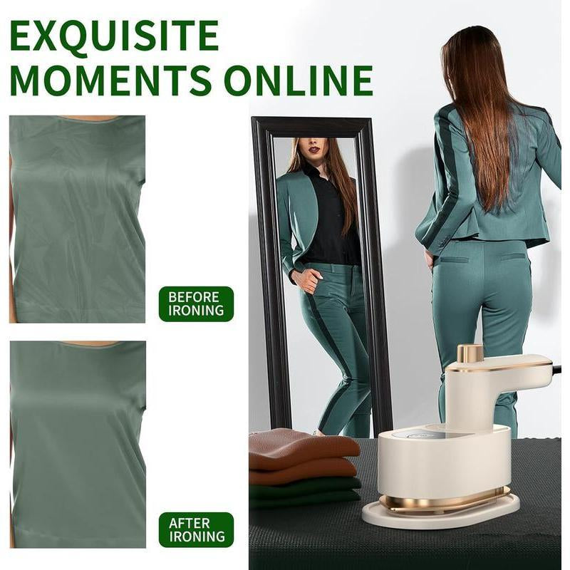 【Free.Ship】2025 Upgraded Mini Travel Lron for Clothes -Portable Handheld Steamlron with Wet & Dry Lroning for Home, Business & Travel (Beige/Green)