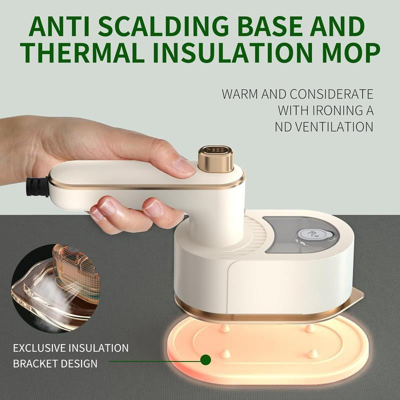 【Free.Ship】2025 Upgraded Mini Travel Lron for Clothes -Portable Handheld Steamlron with Wet & Dry Lroning for Home, Business & Travel (Beige/Green)