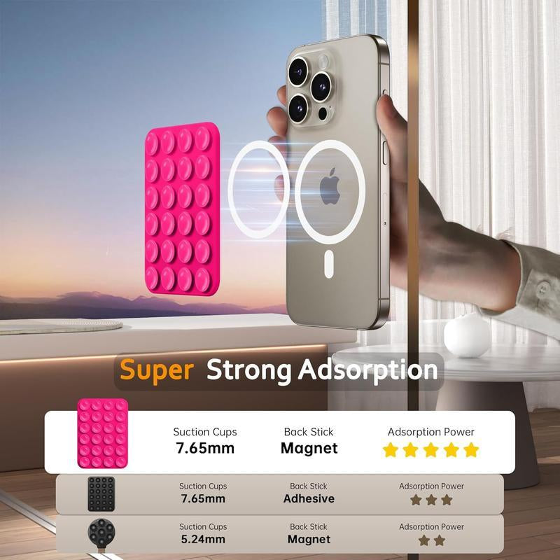 Silicone Magnetic Suction Cup Phone Mount, Phone Accessories Hands-Free Strong Grip Holder for Selfies and Videos, Silicon Phone Stand for Iphone and Android