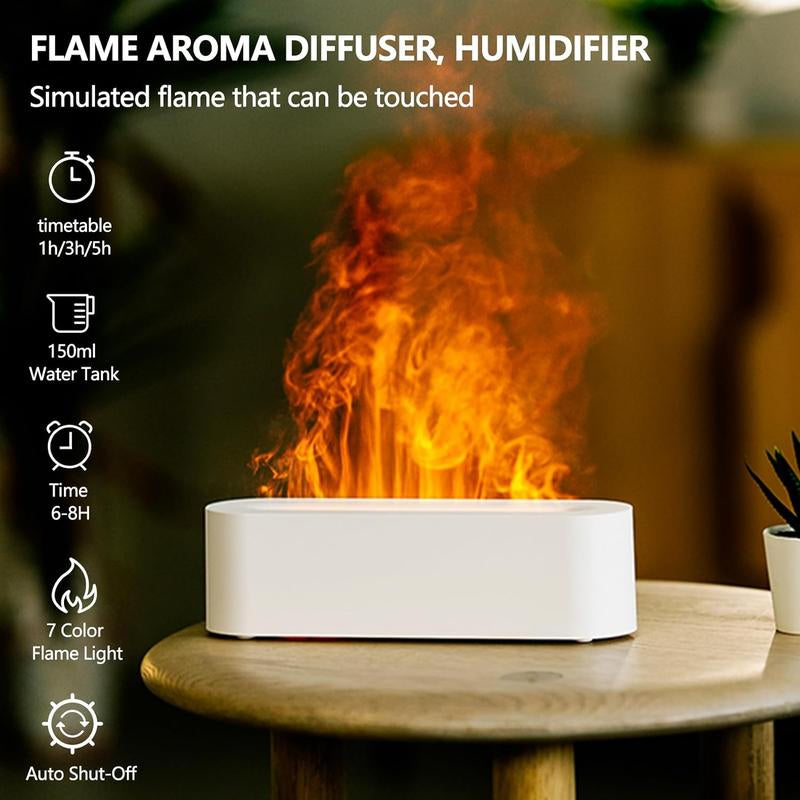Portable Essential Oil Humidifier Colorful ,Imitation Flame Aromatherapy Oil Diffuser, Aromatherapy Cool Mist Diffusers with Flame Effect,150Ml Air Aroma Diffuser, Aroma Diffusers for Bedroom, Office, Spa, Yoga