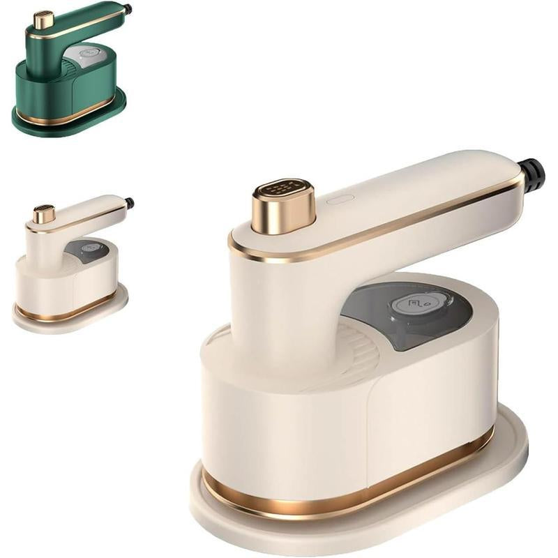 【Free.Ship】2025 Upgraded Mini Travel Lron for Clothes -Portable Handheld Steamlron with Wet & Dry Lroning for Home, Business & Travel (Beige/Green)